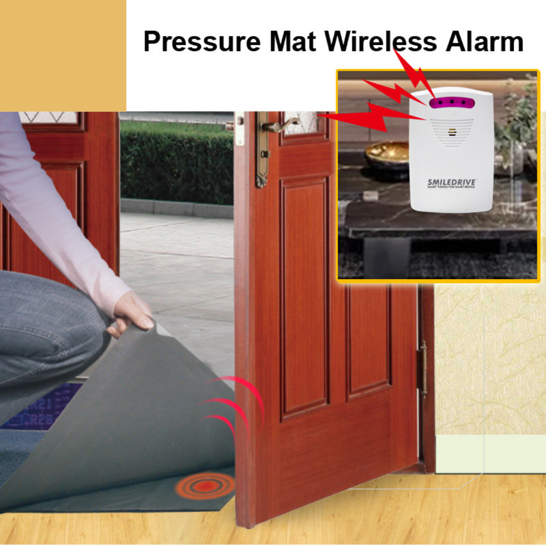Pressure Mat Alarm with Chime, Floor Alarm Mat System for Home Security