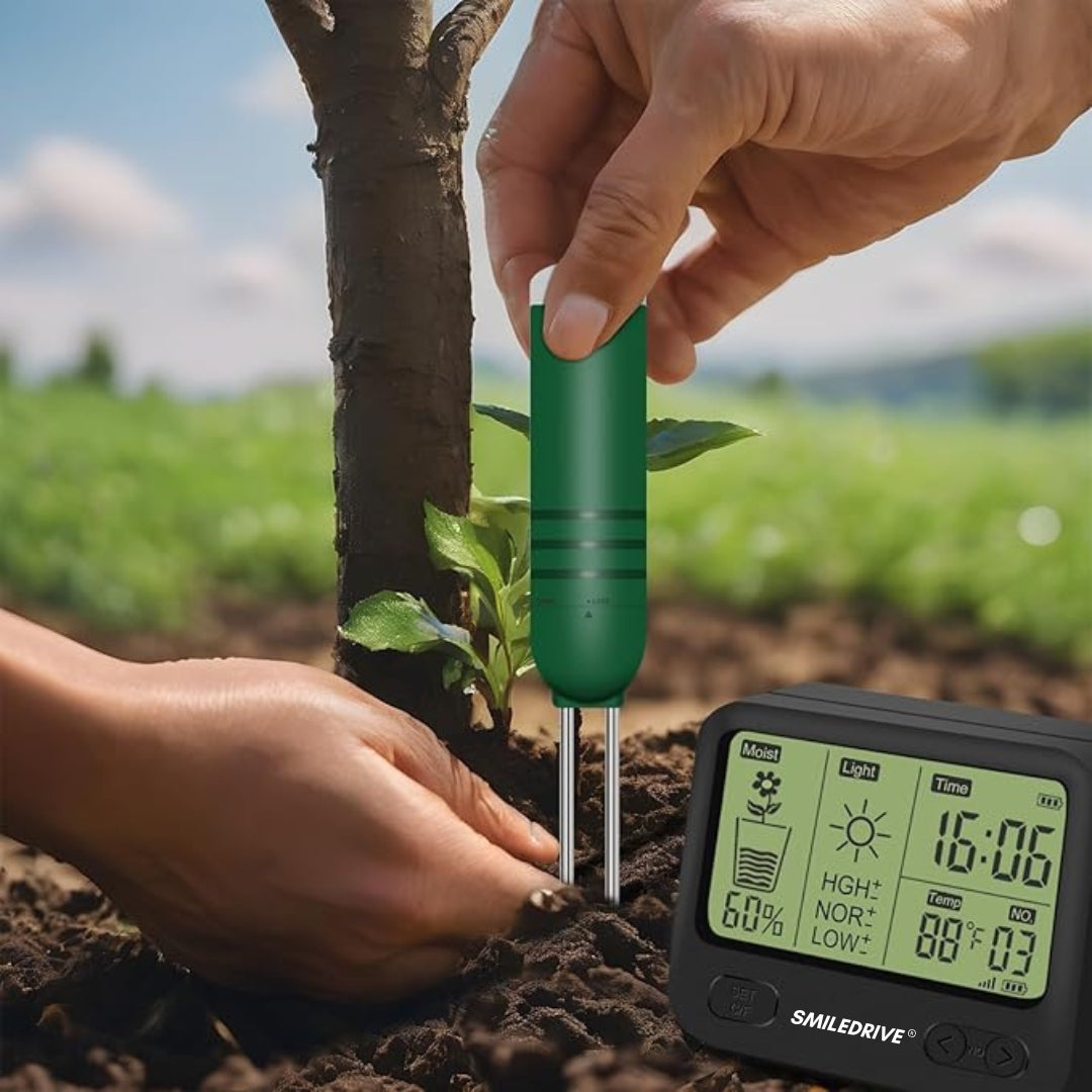 Smiledrive® Wireless Soil ph Monitor-4 in 1 Moisture Meter for Plants measures moisture, ambient light, temperature and time