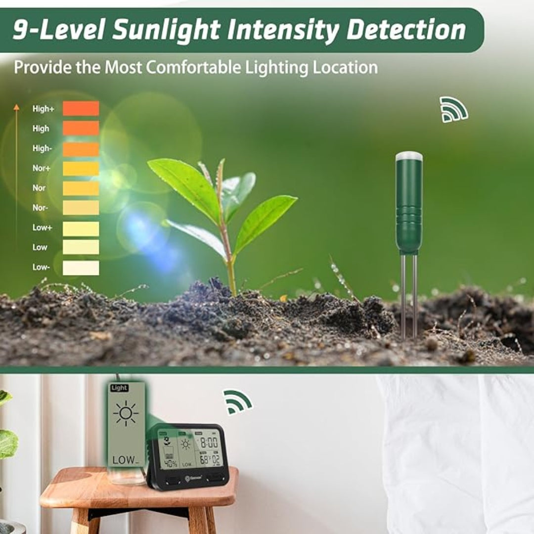 Smiledrive® Wireless Soil ph Monitor-4 in 1 Moisture Meter for Plants measures moisture, ambient light, temperature and time