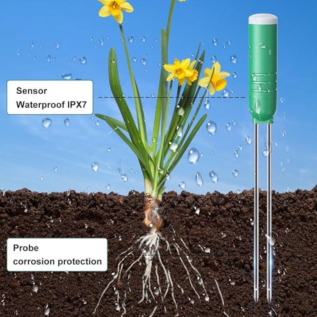 Smiledrive® Wireless Soil ph Monitor-4 in 1 Moisture Meter for Plants measures moisture, ambient light, temperature and time