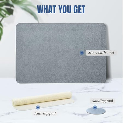 SMILEDRIVE® Diatomaceous Stone Bath Mat – Ultra-Fast Drying, Eco-Friendly, Non-Slip Bathroom Mat