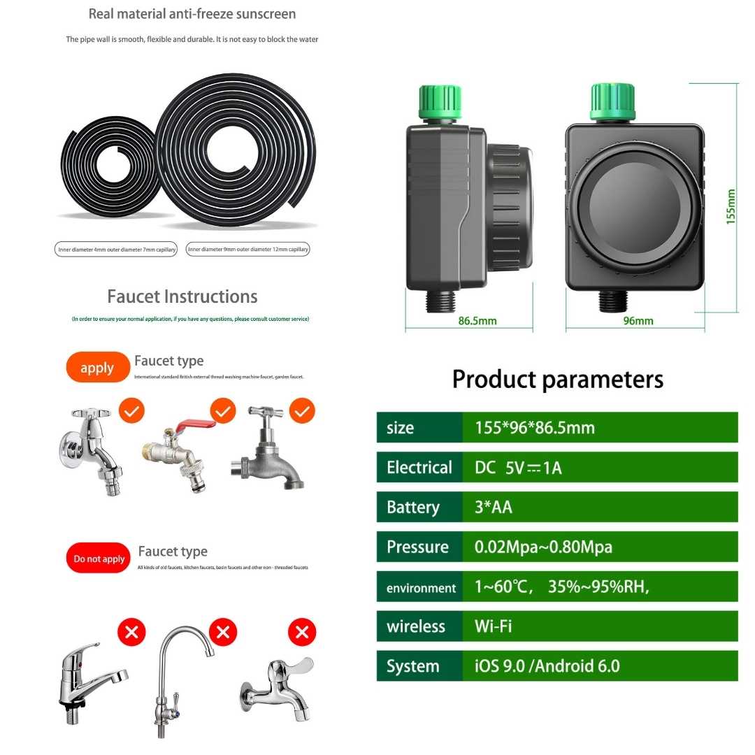 Smart Plant Watering System Wireless Sprinkler Control Device for Garden Hose Faucet Self Watering with WiFi