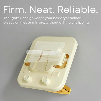 Hair Dryer Stand Holder Wall-Mounted-No Drilling Foldable Multi-functional Stand for Bathrooms, Salons