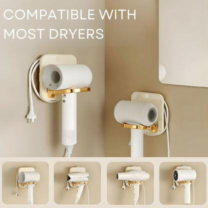Hair Dryer Stand Holder Wall-Mounted-No Drilling Foldable Multi-functional Stand for Bathrooms, Salons