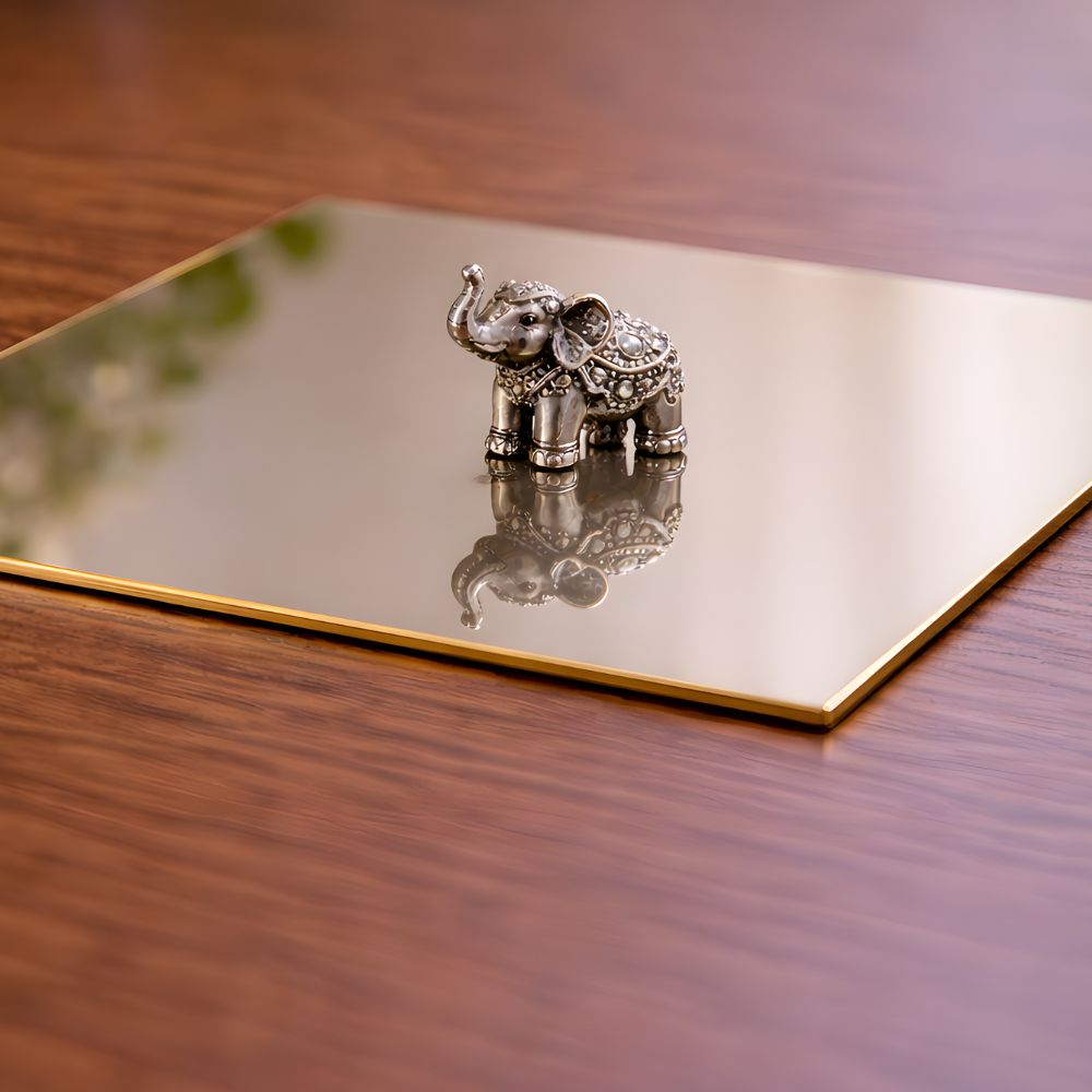 Gold & Silver Reflective Acrylic Display Table Risers for Professional Product Photography – Square 30 × 30 cm – Set of 2 (One Gold, One Silver, One-Sided)
