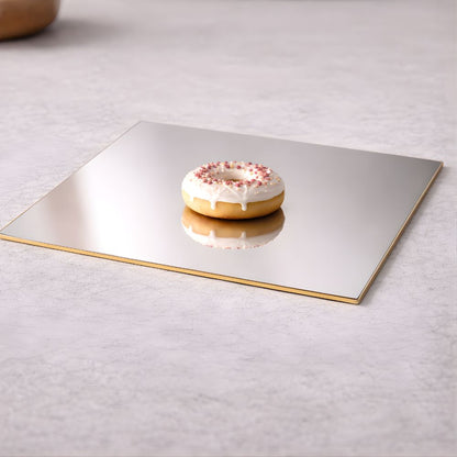 Gold & Silver Reflective Acrylic Display Table Risers for Professional Product Photography – Square 30 × 30 cm – Set of 2 (One Gold, One Silver, One-Sided)