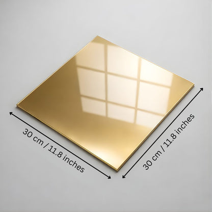 Gold & Silver Reflective Acrylic Display Table Risers for Professional Product Photography – Square 30 × 30 cm – Set of 2 (One Gold, One Silver, One-Sided)
