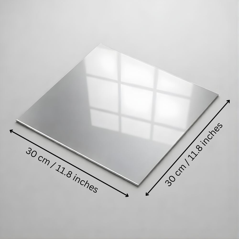Gold & Silver Reflective Acrylic Display Table Risers for Professional Product Photography – Square 30 × 30 cm – Set of 2 (One Gold, One Silver, One-Sided)