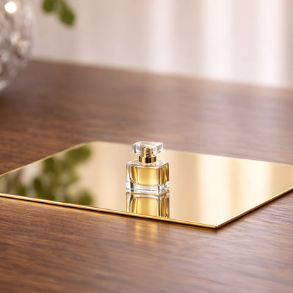 Gold & Silver Reflective Acrylic Display Table Risers for Professional Product Photography – Square 30 × 30 cm – Set of 2 (One Gold, One Silver, One-Sided)