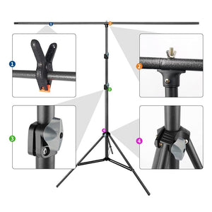 Smiledrive T-Shape Photography Stand Portable Backdrop Stand Adjustable Backdrop Kit 6.5ftx6.5ft