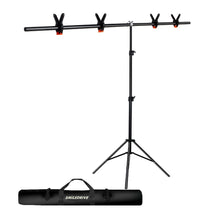 Load image into Gallery viewer, Smiledrive T-Shape Photography Stand Portable Backdrop Stand Adjustable Backdrop Kit 6.5ftx6.5ft