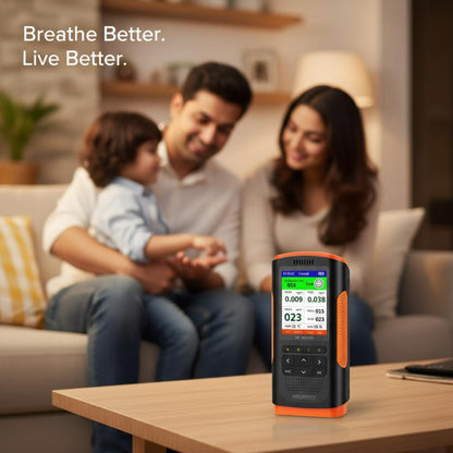 Air Quality Monitor & Pollution Detector – HCHO, TVOC, PM2.5, PM1.0, PM10, AQI, Temperature & Humidity Tester with Color LCD