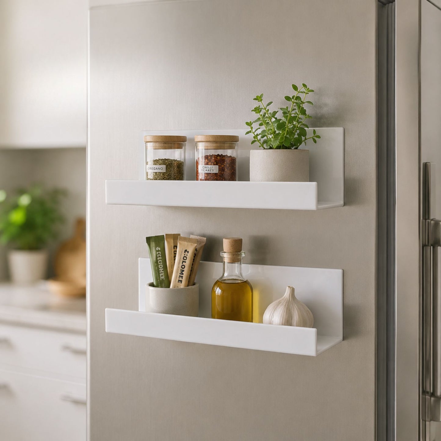 Floating Wall Shelf | Multipurpose Acrylic Shelf for Kitchen, Bathroom, Vanity & Office | White-No Drilling Required