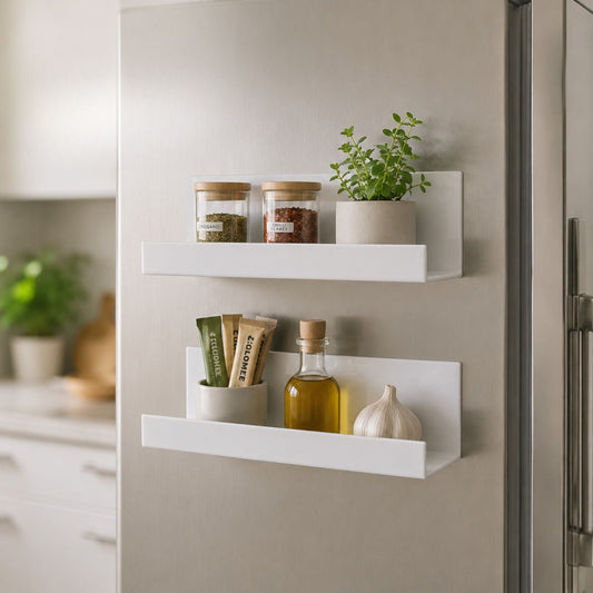 Floating Wall Shelf | Multipurpose Acrylic Shelf for Kitchen, Bathroom, Vanity & Office | White-No Drilling Required