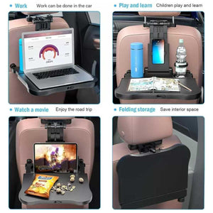 Car Laptop Stand Backseat Tray Table for Cars-Adjustable Kids Travel Food Trays Roadtrip Back Seat Organizer Pastime/Working/Dinning Desk