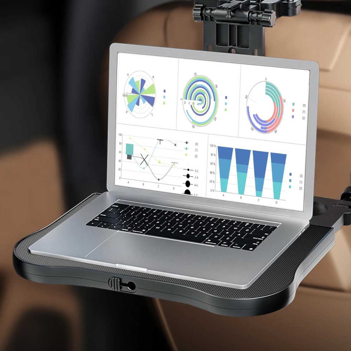 Car Laptop Stand Backseat Tray Table for Cars-Adjustable Kids Travel Food Trays Roadtrip Back Seat Organizer Pastime/Working/Dinning Desk