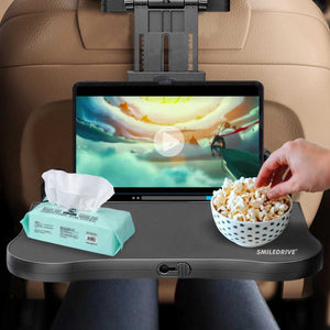 Car Laptop Stand Backseat Tray Table for Cars-Adjustable Kids Travel Food Trays Roadtrip Back Seat Organizer Pastime/Working/Dinning Desk