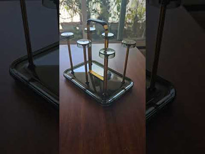Premium Glass Cup Holder for Kitchen Counter - Modern 6-Hook Mug Tree & Tea Cup Drying Rack - Elegant Gold Metal & Acrylic Coffee Station Organizer for Home, Cafe & Dining Table