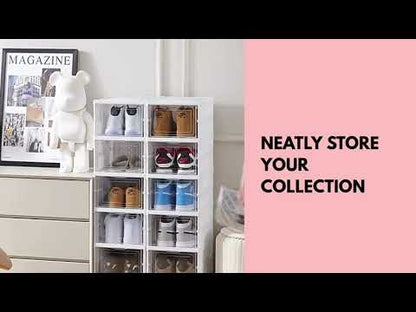 SMILEDRIVE® Foldable Storage Rack with Transparent Doors | Foldable Shoe Rack | 6-Tier Space-Saving Multi-Purpose Organizer for Home