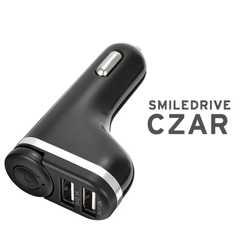 2 in 1 Bluetooth Wireless Handsfree Earphone Car Charger-Can Connects 2 devices, 2 USB Ports, Fast Charging Smiledrive