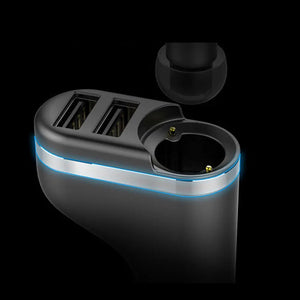 2 in 1 Bluetooth Wireless Handsfree Earphone Car Charger-Can Connects 2 devices, 2 USB Ports, Fast Charging Smiledrive