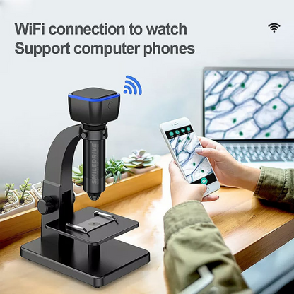 HD Wifi Digital Microscope with 0-2000X Magnification Dual Lens Built in Battery for Office Medical Industrial Use-Wifi Compatible with Android IOS devices & with USB wire for PC