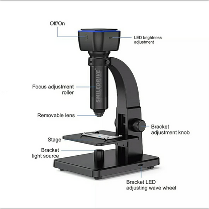 HD Wifi Digital Microscope with 0-2000X Magnification Dual Lens Built in Battery for Office Medical Industrial Use-Wifi Compatible with Android IOS devices & with USB wire for PC