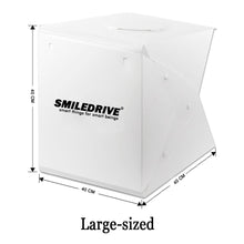 Load image into Gallery viewer, Mini Portable Professional Photo Light Booth Product Photography Booth Studio with 4 LED Strips – 40x40x40 cm - Made in India Smiledrive