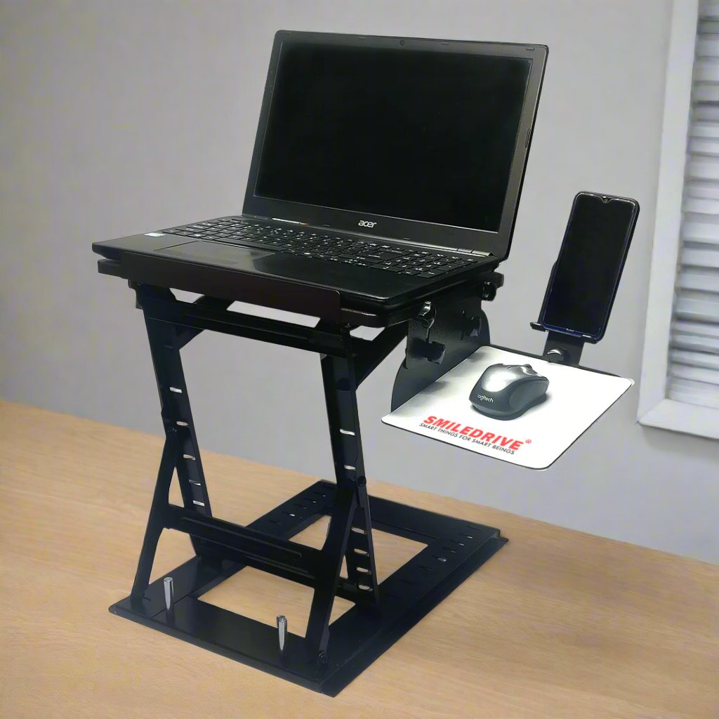Adjustable Laptop Stand Desk Riser with Mobile Holder & Mouse Pad for ...