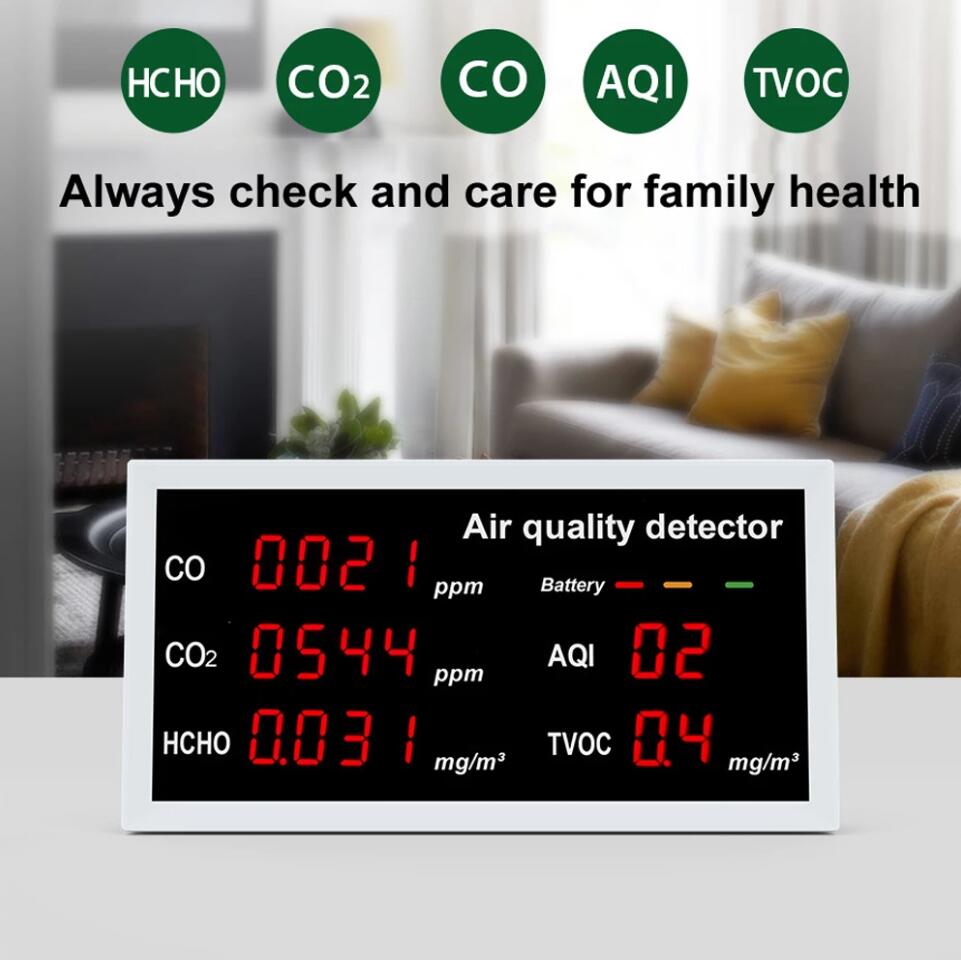 Smiledrive Air Quality Monitor Harmful Gas Detector Meter CO2 TVOC HCHO Tester Indoor Home Office Smiledrive.in