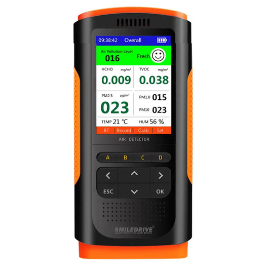 Air Quality Monitor Pollution Meter Detector for HCHO PM2.5 PM1.0 PM10 TVOC Temperature Humidity Tester with Color LCD Screen Smiledrive