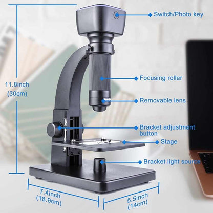 HD Wifi Digital Microscope with 0-2000X Magnification Dual Lens Built in Battery for Office Medical Industrial Use-Wifi Compatible with Android IOS devices & with USB wire for PC