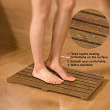 Load image into Gallery viewer, Anti-Slip Shower Floor Bath Mat Teakwood Doormat for Bathtub Spa Relaxation - Brown Smiledrive.in