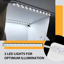 Load image into Gallery viewer, Mini Portable Professional Photo Light Booth Product Photography Booth Studio with 2 LED Strips 40x40x40 cm - Made in India Smiledrive