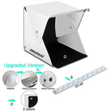Load image into Gallery viewer, Mini Portable Professional Photo Light Booth Product Photography Booth Studio with 2 LED Strips 40x40x40 cm - Made in India Smiledrive