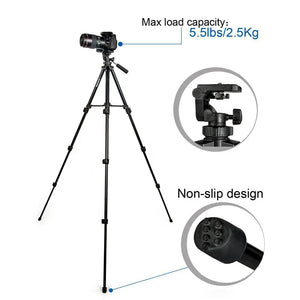 Professional Portable Camera Tripod for DSLRs, Smart Phones, Action Cameras-Max Length 56 Smiledrive