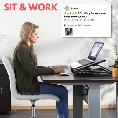 Smiledrive Laptop Standing Desk Table Adjustable Stand Riser for Office Workstation with Mobile Holder Mouse Pad - Made in India Smiledrive.in