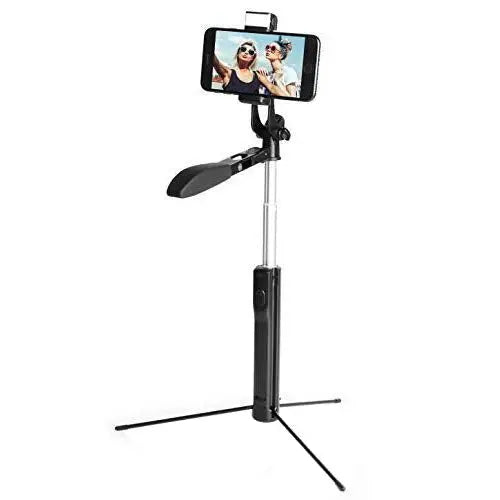 Selfie Stick Gimbal Tripod with Stability Handle built-in LED Flash light and wireless clicker-iOS & Android Phone Compatible Smiledrive