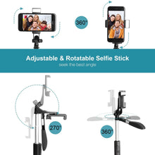 Load image into Gallery viewer, Selfie Stick Gimbal Tripod with Stability Handle built-in LED Flash light and wireless clicker-iOS &amp; Android Phone Compatible Smiledrive