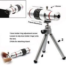 Load image into Gallery viewer, 18x Optical Zoom Mobile Lens Kit Telescope Lens with Tripod, Back case/Cover compatible with iPhone XR Smiledrive.in
