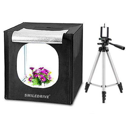 Photo Studio Light Box Product Photography 43 sq cm Lighting Tent with 2 LED-Made in India Photo Booth with a Tripod Smiledrive