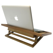 Load image into Gallery viewer, Smiledrive Laptop Riser Table Stand Teak Wood Macbook Holder Multi-Angle Foldable Universal Desk for laptops  - Made in India Smiledrive