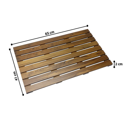 Anti-Slip Shower Floor Bath Mat Teakwood Doormat for Bathtub Spa Relaxation - Brown Smiledrive.in