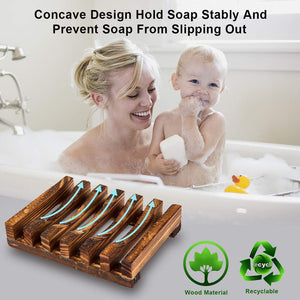 Smiledrive Soap Saver Holder Wooden Dish for Bathroom Kitchen Sink Teak Wood - Brown Smiledrive