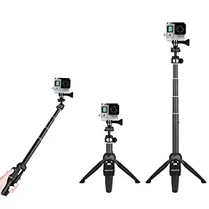 Sturdy Selfie Stick Tripod Monopod Extendable Stand with Wireless Remote Clicker for Smartphones Action Cameras