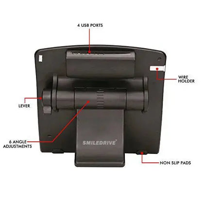 Universal Laptop Stand With Integrated 4 Port USB Hub & 6 Angle Adjustments Smiledrive