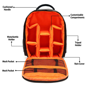 Waterproof Mini DSLR Backpack Camera Bag Backpack with Adjustable Dividers Smiledrive